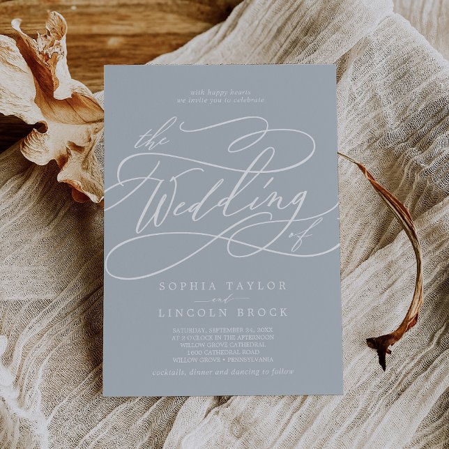 SOPHIA-minimalistisk kustblå Elegant bröllop Inbjudningar (SOPHIA Minimalist Coastal Blue Elegant Wedding Invitation)