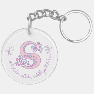 Sophia monogram brev S namn och nyckelring