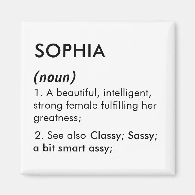 Sophia name, Editable name, Custom name Magnet (Framsidan)