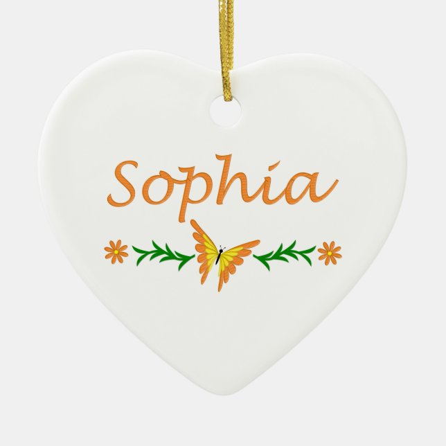 Sophia (orange fjäril) julgransprydnad keramik (Framsidan)