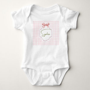 Sophia Personlig Rosa Rosett & Ginghamtryck T Shirt