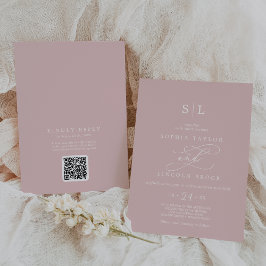 SOPHIA QR Chic  Rosa allt i ett Bröllop Inbjudningar