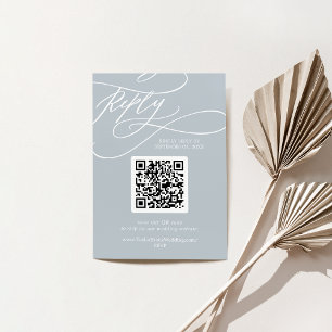 SOPHIA QR-kod Kustblå Boho Chic Bröllop OSA Kort