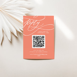 SOPHIA QR-kod Modern Beach Bright Coral Bröllop OSA Kort