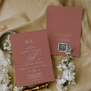 SOPHIA QR-koden Boho Terracotta alla i ett Bröllop Inbjudningar