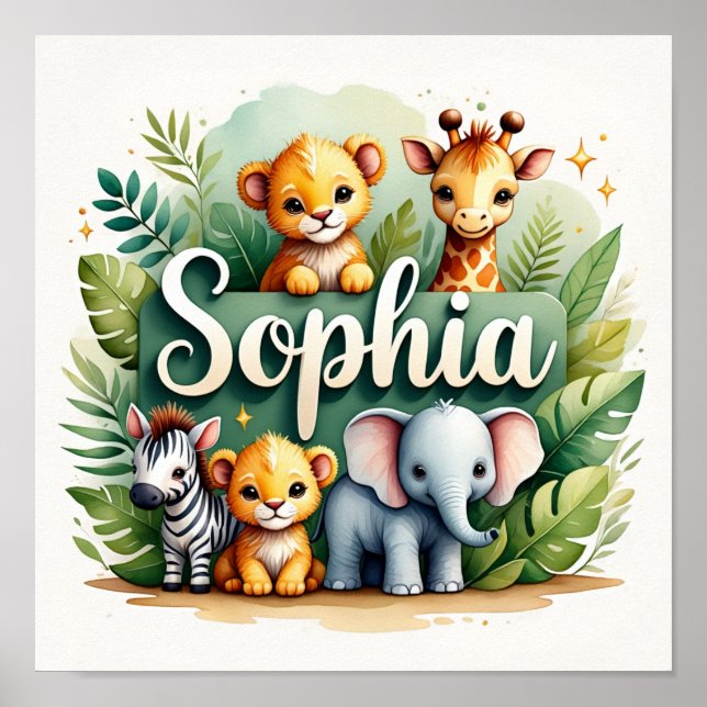 Sophia Safari Nursery Wall Art Poster (Framsidan)