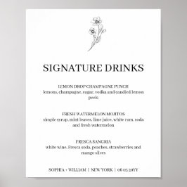 Sophia Simple Namnteckning Drinks Bröllop Sign Poster