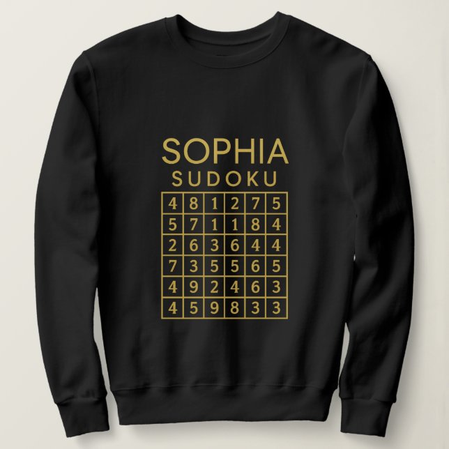 SOPHIA Sudoku Puzzle – Golden Grid Tee (Design framsida)
