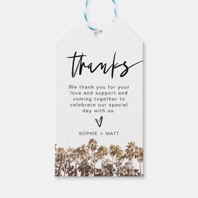 SOPHIA | Tropiskt vattenfärgsblock Handflatan Träd Presentetikett (Framsidan)