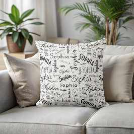 Sophia Typography Black White Kudde