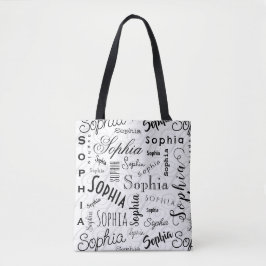 Sophia Typography Black White Tygkasse