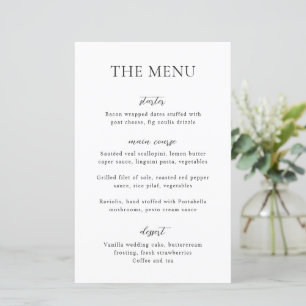 Sophia White Modern Bröllop Menu