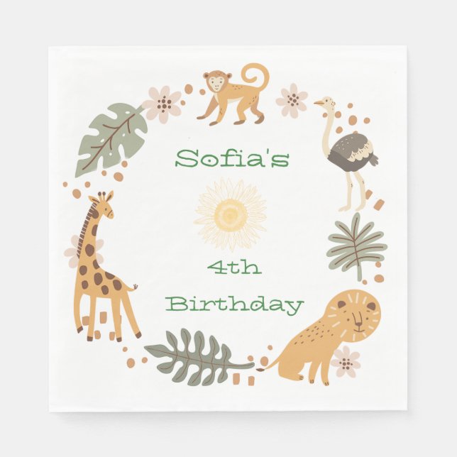 Sophias Jungle Animal Party Pappersservett (Framsidan)