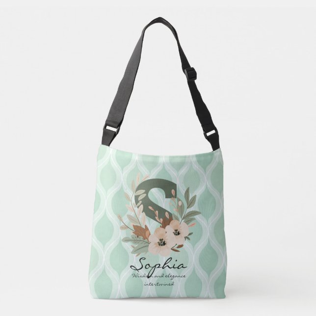 Sophia's Wise Elegance - Boho Floral Monogram Axelväska (Framsida)