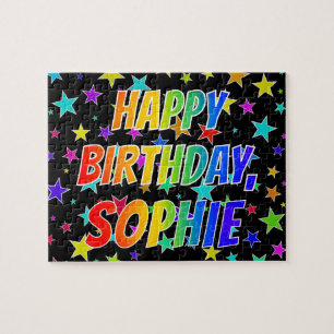 "SOPHIE" First Namn, Roligt "GRATTIS PÅ FÖDELSED Pussel