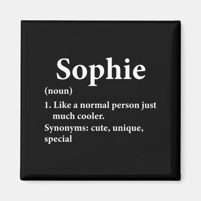Sophie Name Definition Funny D  Magnet (Framsidan)