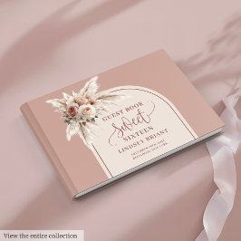 Sophisticated Arch Pastel Pink Pampas Floral Boho Gästböcker