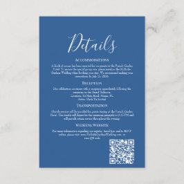 Sophisticated Azure Wedding Details Enclosure Card Tilläggskort