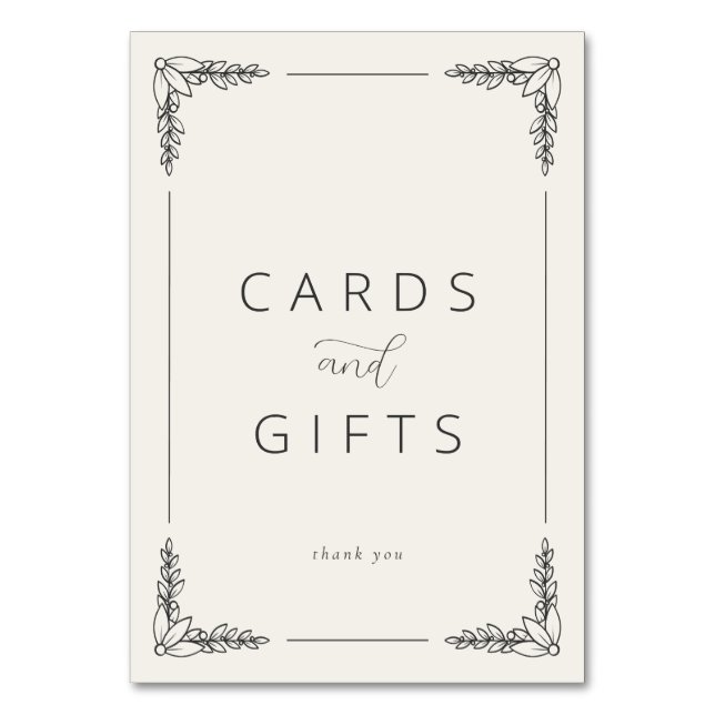 Sophisticated Beige Minimalist Gratitude Card Bordsnummer (Framsidan)