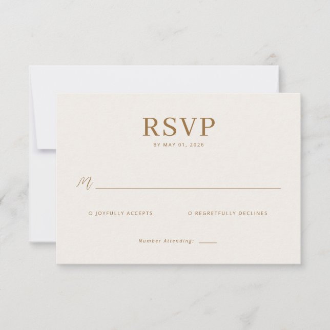 Sophisticated Beige RSVP Card OSA Kort (Framsida)
