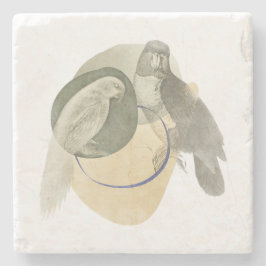 Sophisticated Bird Art Warm Neutral Stone Coaster Stenunderlägg