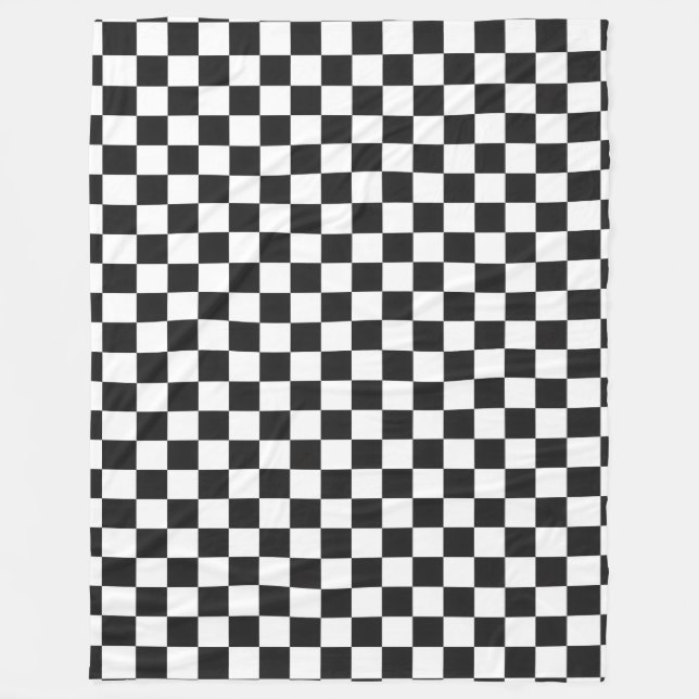 Sophisticated Black and White Checkered Pattern Fleecefilt (Framsidan)