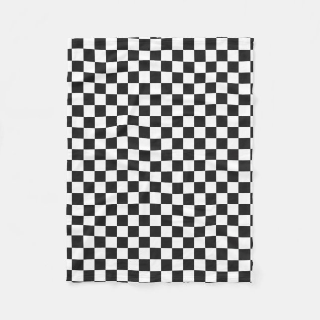 Sophisticated Black and White Checkered Pattern Fleecefilt (Framsidan)