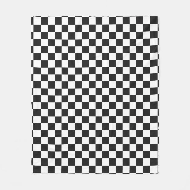 Sophisticated Black and White Checkered Pattern Fleecefilt (Framsidan)