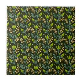 Sophisticated blue & beige floral pattern design  kakelplatta