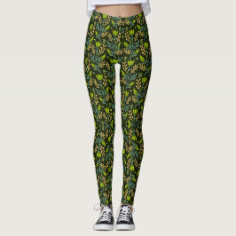 Sophisticated blue & beige floral pattern design  leggings