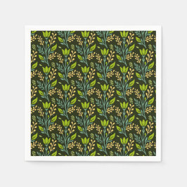 Sophisticated blue & beige floral pattern design  pappersservett