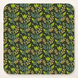 Sophisticated blue & beige floral pattern design  underlägg papper kvadrat