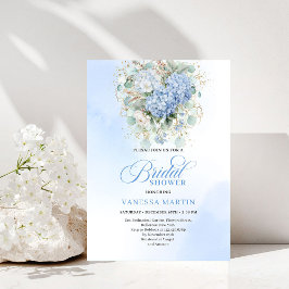 Sophisticated Blue Floral Bridal Shower Invitation Inbjudningar