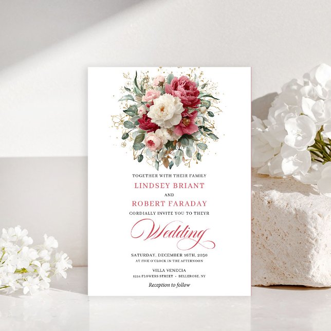 Sophisticated Bohemian Blush White Greenery Invite Inbjudningar (Sophisticated Bohemian Blush White Greenery Invitation)