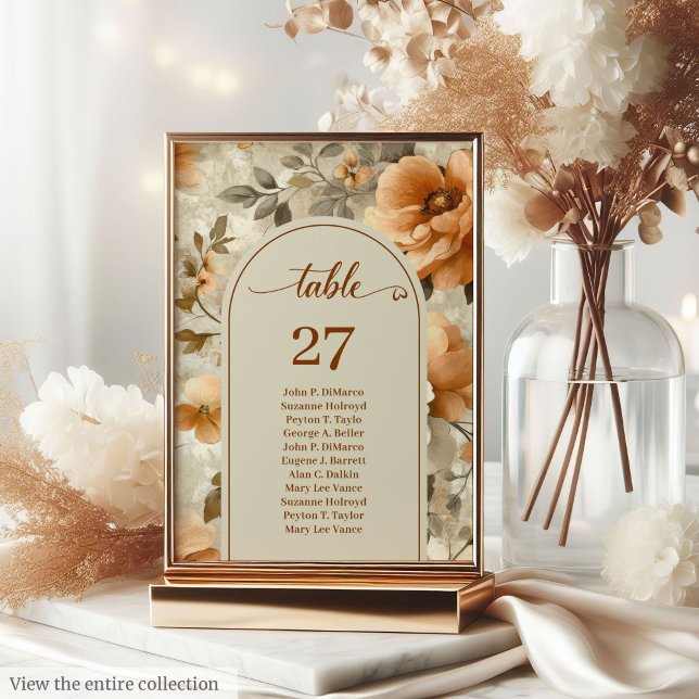 Sophisticated Boho Copper Ivory Sage Table Number Bordsnummer (Sophisticated Boho Copper Ivory Sage Table Number)