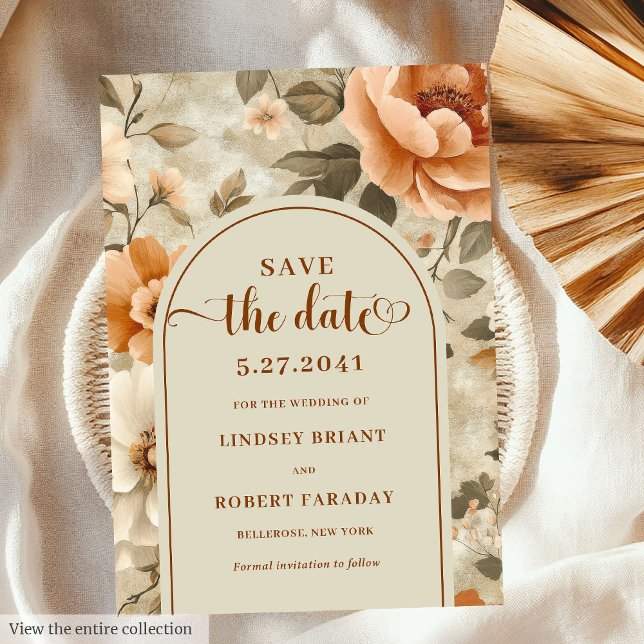 Sophisticated Boho Neutral Beige Sage Save Date Inbjudningar (Sophisticated Boho Neutral Beige Sage Save Date)