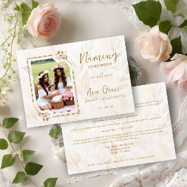 Sophisticated Botanical Gold Frame Photo Inbjudningar
