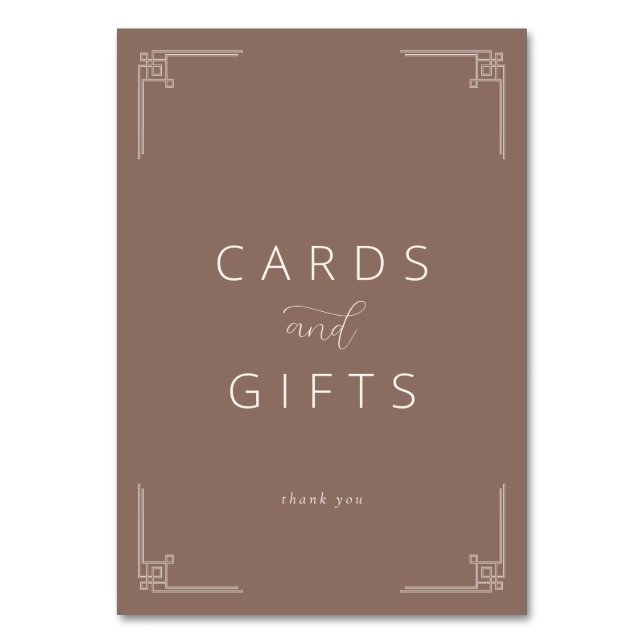 Sophisticated Brown Minimalist Gratitude Card Bordsnummer (Framsidan)