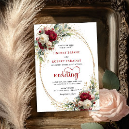 Sophisticated Burgundy Floral Wedding Invitation Inbjudningar