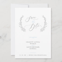 Sophisticated Classic Botanical Blue Grey Wedding