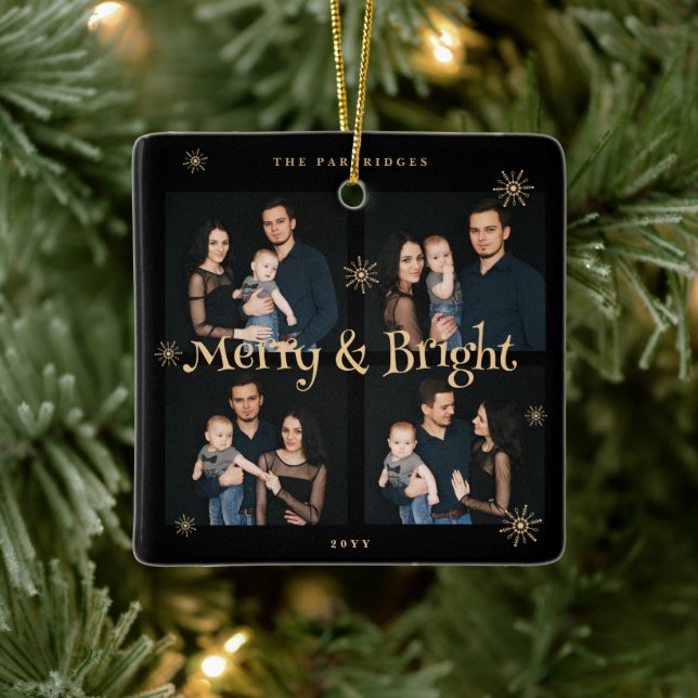 Sophisticated & Exquisite Black and Golden Collage Julgransprydnad Keramik (Träd)