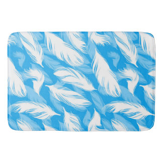 Sophisticated Feather Design On A Bright Blue Badrumsmatta
