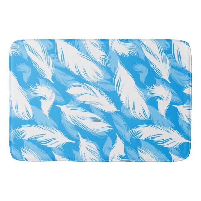Sophisticated Feather Design On A Bright Blue  Badrumsmatta (Framsidan)