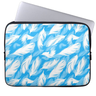 Sophisticated Feather Design On A Bright Blue  Laptop Fodral