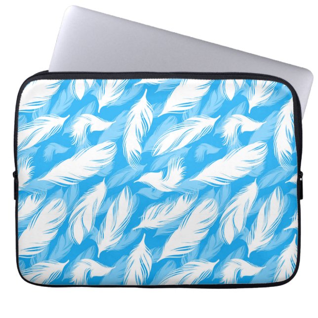 Sophisticated Feather Design On A Bright Blue  Laptop Fodral (Framsidan)