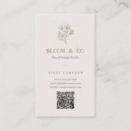 Sophisticated Floral Beige Elegant Minimal Card Visitkort