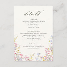 Sophisticated Floral Calligraphy Wedding Details Tilläggskort