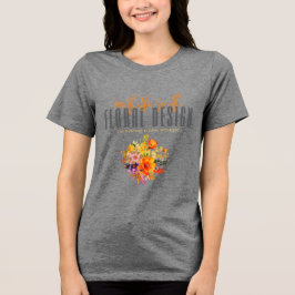 Sophisticated Floral Design Gray Orange Flowers T Shirt
