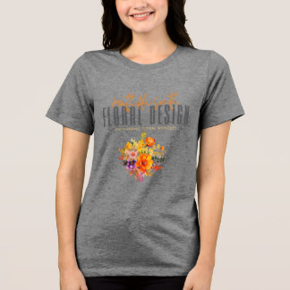 Sophisticated Floral Design Gray Orange Flowers  T Shirt