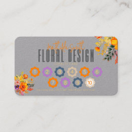 Sophisticated Floral Design Gray Orange Loyalty Visitkort